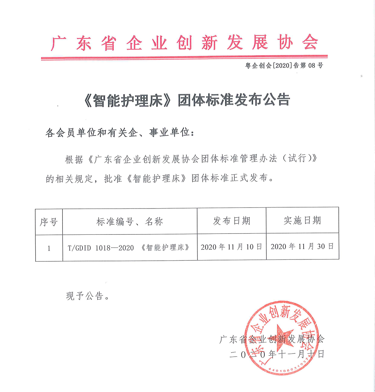 【企业喜讯】热烈祝贺焕思《智能护理床》团体标准成功发布！